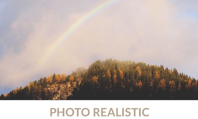 Ação fotorrealista do arco-íris